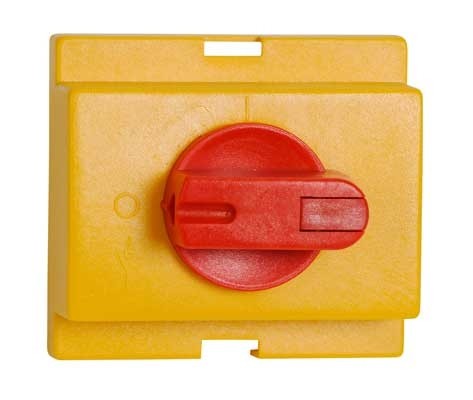 Frontplatte für KU und VKA Lasttrennschalter 16-160A für KU 4P gelb Platte, rot direkter Griff
