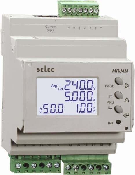 Multifunktionsmessgerät Plug''N''Wire, dreiphasig, 7 Meßgrößen, LCD-Anzeige, EIA-485, 60-300VAC, 70mm DIN-Schiene