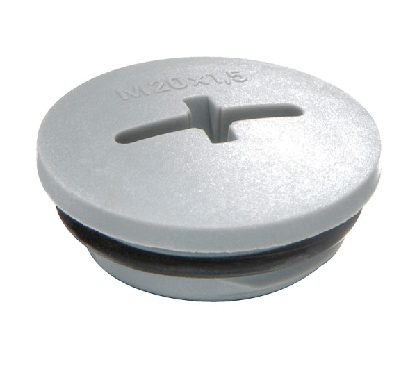 Verschlussschraube Polyamid glasfaserverstärkt, RAL7001 grau mit montiertem O-Ring, EVSG-ORD 25, M25x1,5