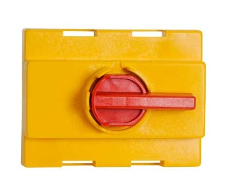 Frontplatte für KU und VKA Lasttrennschalter 16-160A für VKA 3-4P gelb Platte, rot direkter Griff