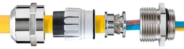 SPRINT ATEX Messing-Kabelverschraubung mit Zugentlastung, IP 68, mit Erdungseinsätzen, EMSKE-EMV-Z 40, M40x1,5, 16 - 28 mm