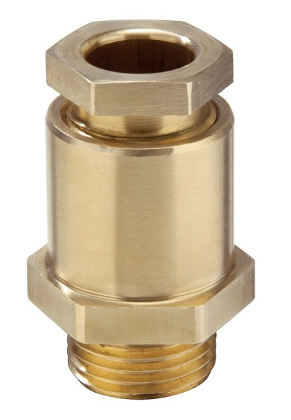 Kabelverschraubung aus Messing, Dichtring aus EPDM, Messing blank, ohne Erdungseinsatz, KVMS 72-W48, M72x2, 44 - 48,5 mm
