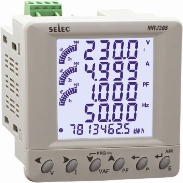 Multifunktionsmessgerät Plug''N''Wire, dreiphasig, 7 Meßgrößen, LCD-Anzeige, EIA-485, 85-270V, 1/4 DIN