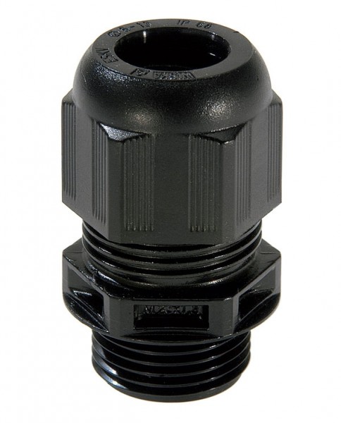 SPRINT-Kabelverschraubung mit Zugentlastung, IP 68, Polyamid, RAL9005 schwarz, ESKV 20, M20x1,5, 6 - 13 mm